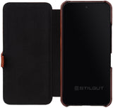 1 x RAW Customer Returns STILGUT Book Case compatible with Samsung Galaxy S22 case made of leather with clip closure, leather case, flip case, mobile phone case - cognac - RRP €28.79