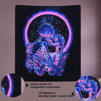 3 x Brand New Tokusyou Blacklight Skeleton Tapestry UV Reactive Wall Hanging Hippie Trippy Psychedelic Kiss Skull Tapestry Dark Galaxies Aesthetic Wall Decoration for Living Room Bedroom, 130x150cm - RRP €72.0