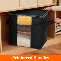 1 x RAW Customer Returns Lifewit Foldable with Reinforced Handle, for Clothes, Bedding, Wardrobe Black, 3 Pieces Vertical Type  - RRP €19.15