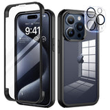 1 x RAW Customer Returns seacosmo for iPhone 15 Pro Case with Built-in Tempered Glass Screen Protector and Camera Protective Film 9H HD , 360 Degree Cell Phone Case Full Body Shockproof iPhone 15 Pro Case - Black - RRP €17.99