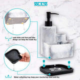 1 x RAW Customer Returns ZCCZ Soap Dispenser with Sponge Holder, Soap Dispenser Pump, Sponge Tray and Brush Holder, 3 in 1 Set, Sink Organizer, Removable Tray, Marble Look Marble Look - RRP €22.99