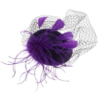 1 x RAW Customer Returns Lurrose Fascinators for Women Tea Party Hat with Veil 20s Flapper Headpiece and Clip for Wedding Tea Party Halloween Church Purple  - RRP €16.6