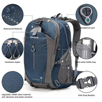 1 x RAW Customer Returns YTL Waterproof Hiking Backpack for Men Women 40L Lightweight Outdoor Bag Backpack Suitable for Travel and Camping,Blue1 measures 21.3 x 13.8 x 9.1 inches  - RRP €30.23