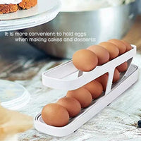 1 x RAW Customer Returns 2 Pack Automatic Egg Rack, Double Layer Egg Rack, Egg Dispenser, Plastic, 12 to 14 Eggs, for Roll Egg Sorter to Store Eggs on Refrigerators, Cabinets and Counters - RRP €21.17