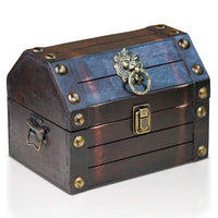 1 x RAW Customer Returns Brynnberg treasure chest Lionshead S 22x16x16cm treasure chest, black wood, waxed, with lid, closure, lion head decoration, pirate chest, storage box with side handles - RRP €32.99