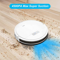 1 x RAW Customer Returns Tikom Robot Vacuum Cleaner 2 in 1, G8000 Pro Robot Vacuum Cleaner, 4500Pa Powerful Suction, 150 Minutes Max, Wi-Fi, Ideal for Animal Hair, Carpets, Hard Floors, White - RRP €173.1