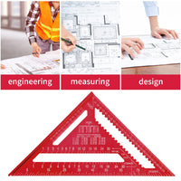 1 x RAW Customer Returns Senbaler 12 Inch Carpenter s Square, Metric Triangle Protractor, Triangle Ruler Angle Metal for Decoration Design, Angle Measurement, DIY Red  - RRP €20.93