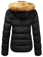 1 x RAW Customer Returns SZORY Women s Short Winter Coat Thick Warm Puffer Jacket with Removable Faux Fur Hood Black, XL  - RRP €89.98