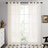 1 x RAW Customer Returns Deconovo curtains, transparent eyelet curtain, voile curtain, 240 x 140 cm, gray, set of 2 - RRP €27.76