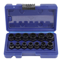 1 x RAW Customer Returns CPROSP 15-piece nut remover, spiral profile socket wrench set, screw extractor nut 6.35-19mm, nut puller, turbo nuts with 1x socket adapter 1 4 to 3 8 1x pin punch - RRP €23.84