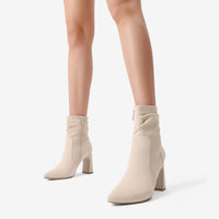 1 x Brand New DREAM PAIRS Women s boots with medium width Elegant silhouette Smooth zipper A classic for the wardrobe Beige SDMB2201W-E Size 41 EUR  - RRP €34.57