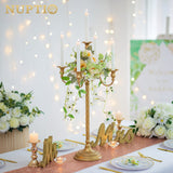 1 x RAW Customer Returns Nuptio Gold Candelabra Centerpieces 5 Candles 71cm Set of 2 Standing Candelabra Holder Tall, Metal Candelabra Candle Holder Retro for Home Wedding Christmas Halloween Anniversary - RRP €78.98