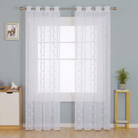 1 x RAW Customer Returns Deconovo voile curtains with eyelets, linen look, transparent curtains with embroidery star, 229 x 140 cm height x width , white, set of 2 - RRP €23.14