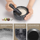 1 x RAW Customer Returns Tera Marble Mortar and Pestle Set Kitchen Mill Made of Natural Marble in Small Size with 10cm Diameter - Manual Spice Mill Herb Mill Pill Crusher with Pestle in Black - RRP €25.56