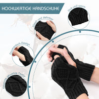 6 x Brand New SPOKKI 2 Pairs of Fingerless Gloves Women s Knitted Half Finger Gloves Mittens Warm Gloves for Indoor and Outdoor Activities Black Light Gray  - RRP €165.6