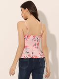 1 x RAW Customer Returns Allegra K Women s Tank Top Sleeveless V-Neck Summer Cami Peplum Floral Top Blouse Pink S - RRP €39.99