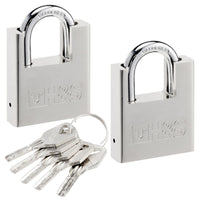 1 x RAW Customer Returns H S Pack of 2 padlocks with keys - 60mm lock set with 5 keys - Set of 2 robust locks for indoor and outdoor use - Small and weatherproof for tent, locker, cellar - RRP €19.99