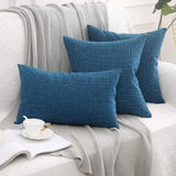 1 x RAW Customer Returns MIULEE Set of 2 cushion covers, decorative cushions, linen look, decorative cushion covers, sofa cushions, couch cushions, decorative cross with hidden zip for sofa, bedroom, 50 x 50 cm, blue - RRP €18.12