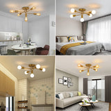 1 x RAW Customer Returns AUA Vintage Ceiling Light, 5 Bulbs Ceiling Lamp Chandelier Hanging Lamp for Living Room Dining Room Hallway Restaurant Hotel Caf , Golden, E27 - RRP €20.4