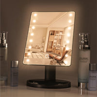 1 x RAW Customer Returns H S LED make-up mirror with lighting - adjustable cosmetic mirror with light in black - make-up mirror with extra magnifying mirror with 10x magnification - RRP €16.99