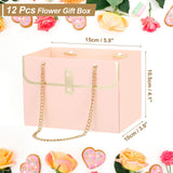 1 x RAW Customer Returns PATIKIL Flower Gift Box, 12pcs Paper Bouquet Flower Gift Bag with Rectangle Handle Metal Chain Tote for Florist Wedding Party Birthdays Bridal Shower, Pink - RRP €25.2