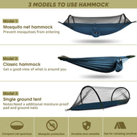 1 x RAW Customer Returns NATUREFUN Ultralight Travel Hammock with Mosquito Net for Camping 300kg Load Capacity, Breathable, Nylon Quick-Drying Parachute 2 Premium Carabiners, 2 Nylon Slings - RRP €33.99