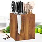 1 x RAW Customer Returns Dmore 2-in-1 magnetic knife block and utensil holder, double-sided magnetic knife board without knives, made of fine acacia wood, extra large capacity for knives and utensils for the kitchen table - RRP €42.35