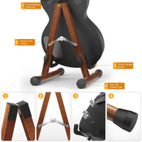 1 x RAW Customer Returns LEKATO Guitar Stand A-Frame Wooden Bass Guitar Stand with Foam Padding for Guitars, Bass, Cello, Banjo, Mandolin, Ukulele - RRP €27.22