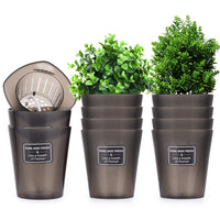 1 x RAW Customer Returns Herefun herb pot, 10 pieces herb pot kitchen with watering system, breathable flower pot, self-watering flower pot for herbs for planting indoors, kitchens and outdoors - RRP €22.18