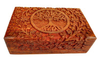 1 x RAW Customer Returns Ajuny wooden box with tree of life motif, handmade 20.3 x 12.7 x 6.3 cm - RRP €25.28