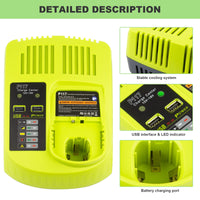 1 x RAW Customer Returns LabTEC P117 Dual Port Battery Charger Replacement for Ryobi 12V-18V One Plus Series, Li-Ion NI-Cd NI-MH Battery Charger for Ryobi BPL-1815 P102 P103 P104 P105 P106 P107 P108 P109 P122 - RRP €26.54