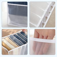 1 x RAW Customer Returns SelfTek Pack of 4 Wardrobe Organisers, Mesh Clothes Storage for Trousers, Shirts, Underwear, Drawer Organization System in the Wardrobe, Closet Organizer White  - RRP €18.14