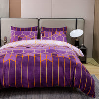 1 x RAW Customer Returns Shamdon Home Collection bed linen 220 x 240, geometric marble pattern duvet cover set and 2 pillowcases 80 x 80 cm, 3-piece soft fluffy bed linen set with zip, purple - RRP €29.23