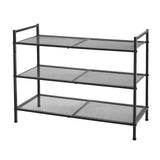 1 x RAW Customer Returns SONGMICS Shoe Rack with 3 Shelves Shoe Rack Stackable Shoe Storage for 9-12 Pairs of Shoes Metal Shoe Rack Hallway Living Room Bathroom Black LMR17BK - RRP €29.16