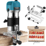 1 x RAW Customer Returns COLFULINE Electric Router Wood Router Set 800W 30000R 6.35mm 1 4 Inch with 6 Variable Speeds, with 15PCS 1 4 Wood Drill Bit Set - RRP €69.34