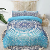 1 x RAW Customer Returns Menkala bed linen 135x200 blue white mandala boho style vintage flower pattern reversible bed linen 2-piece retro floral bohemian motif 3D microfiber duvet cover zipper and pillowcase 80x80 cm - RRP €33.26