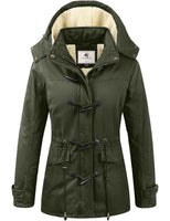 1 x Brand New Uoiuxc Women s Winter Coat Warm Windproof Parka Jacket with Fleece Lining and Hood Military Green, L  - RRP €97.8