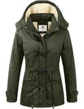 1 x Brand New Uoiuxc Women s Winter Coat Warm Windproof Parka Jacket with Fleece Lining and Hood Military Green, L  - RRP €97.8