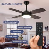 1 x RAW Customer Returns Ceiling fan with lighting and remote control-107cm black outdoor ceiling fan with light, dimmable, reversible motor, modern flat ceiling fan lights for bedroom, outdoors - RRP €100.84