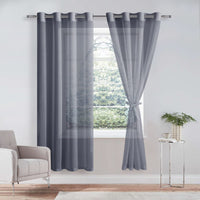 1 x RAW Customer Returns DWCN Sheer Voile Curtain Transparent Curtain with Eyelets 2 Pieces Eyelet Curtain for Living Room Baby Room Bedroom Dark Gray 160 x 132 cm H x W  - RRP €20.16