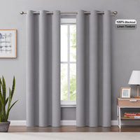 1 x Brand New Melodieux 100 Blackout Curtain, Gray Texture Woven Curtain Set of 2, 140x260cm - RRP €47.99