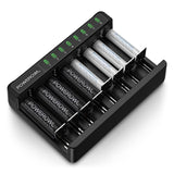 1 x RAW Customer Returns POWEROWL battery charger with AA battery 4 pieces AAA battery 4 pieces, battery charger for NI-MH NI-CD AA AAA C D battery, type C, micro USB quick charge - RRP €27.22