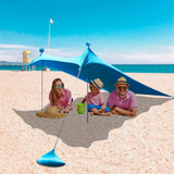 1 x RAW Customer Returns Auveach Portable Beach Tent 2.1m 2m Sun Shelter Beach UV Protection with 2 Poles 4 Sandbags and Beach Spade for Camping Fishing - RRP €51.13