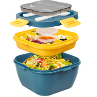 1 x RAW Customer Returns Greentainer Salad Container with Dividers, Lunch Container with Cutlery for Adults and Children, for Salad, for School, Lavo - RRP €22.8