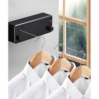 1 x RAW Customer Returns Retractable Invisible Indoor Clothesline, Double Cord, ABS Aluminum Clothes Dryer with Adjustable Rope for Indoor Hotel Balcony Bathroom 4.2m Black  - RRP €45.99