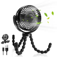 1 x RAW Customer Returns MICTUNING Portable Fan, USB Rechargeable, 3 Speed Adjustable, Clip for Tripod - 5200mAh - Black - RRP €16.02