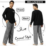 1 x RAW Customer Returns TOMEEK Men s Winter Pajamas 100 Cotton Long Sleeve Two Piece Classic Checked Men s Cotton Pajama Set with Pockets and Drawstring Autumn Christmas Gift Black with Red Checkered, XL  - RRP €29.62