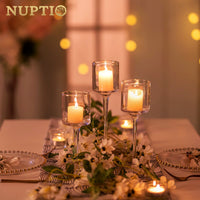 1 x RAW Customer Returns NUPTIO 1 Set Glass Candle Holders for Pillar Candle Floating Candles, Glass Tealight Candle Holders Clear Table Candle Holders for Wedding Party Centerpiece Christmas Halloween Home Decor - RRP €22.98