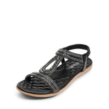 1 x RAW Customer Returns DREAM PAIRS Women s Bohemian Flat Sandals Summery Shine with Rhinestone Top and a Strap Design SDFS2334W-E BLACK Size 39 EUR  - RRP €25.42