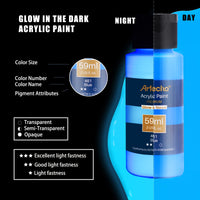 5 x RAW Customer Returns Artecho Fluorescent Paint 6x59 ml, Blacklight Paint Glow in the Dark Paint, Glows in the dark after charging under direct light sources. - RRP €93.4